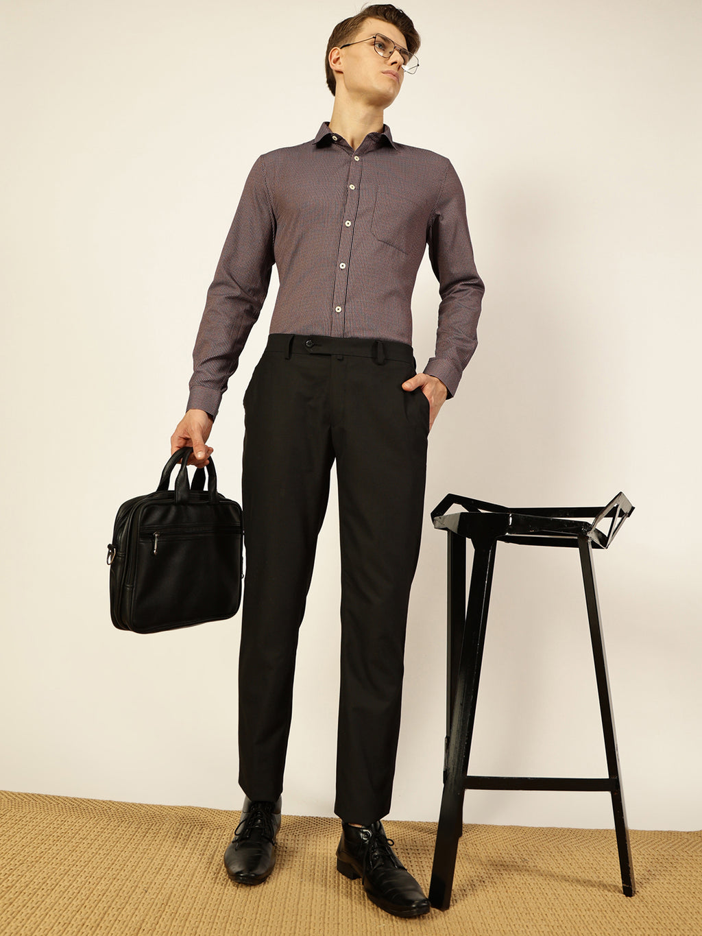 Thomas Scott Men Smart Pinstripes Opaque Striped Formal Shirt