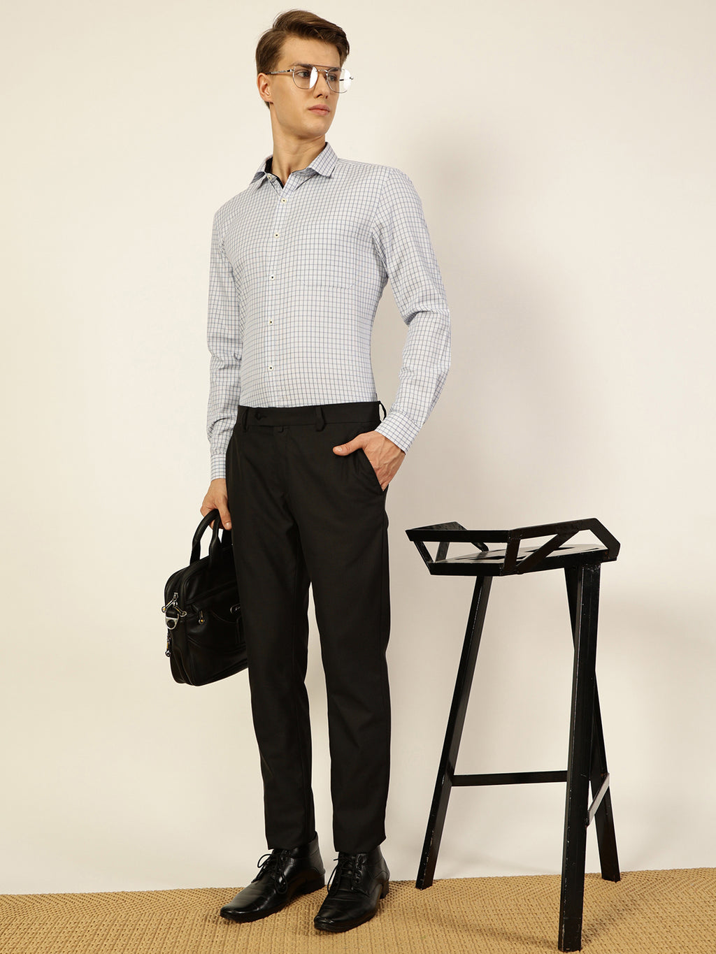 Thomas Scott Men Smart Gingham Checks Opaque Checked Formal Shirt