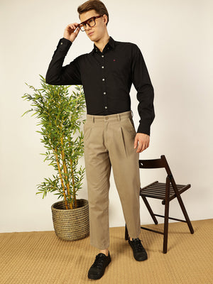 Mid Grey  Smart Straight Fit Easy Wash Pleated Chinos Trousers