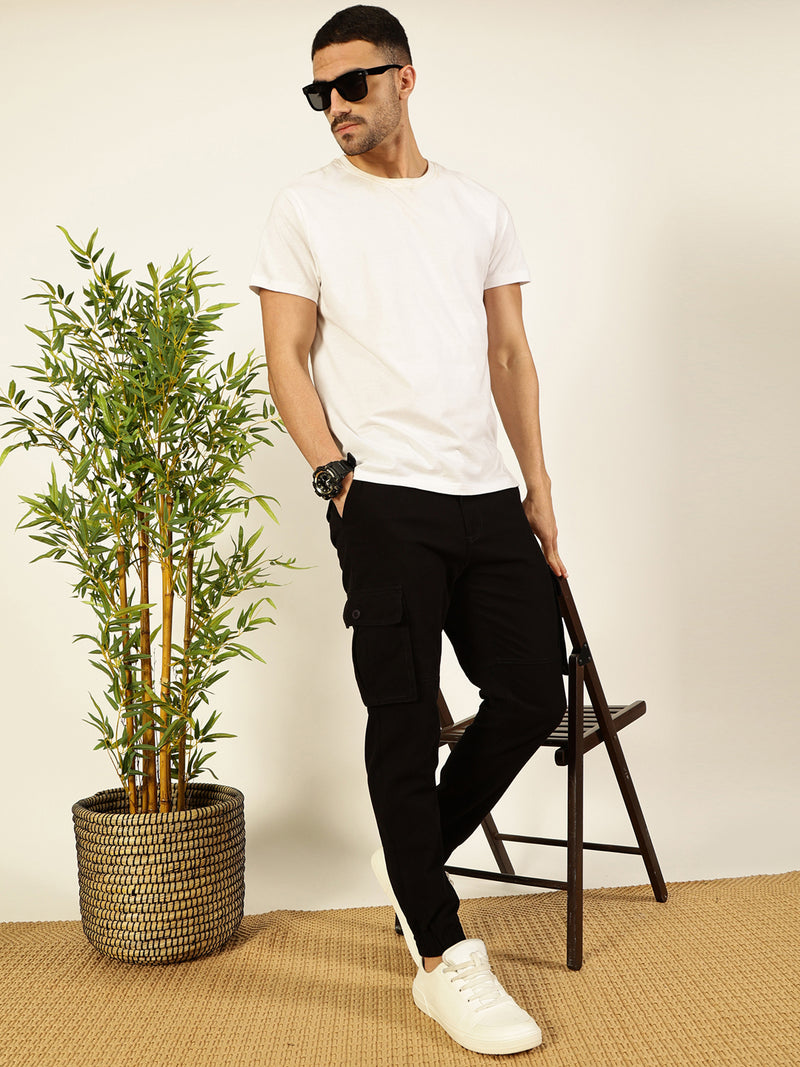 Thomas Scott Men Classic Slim Fit Easy Wash Cargos Trousers
