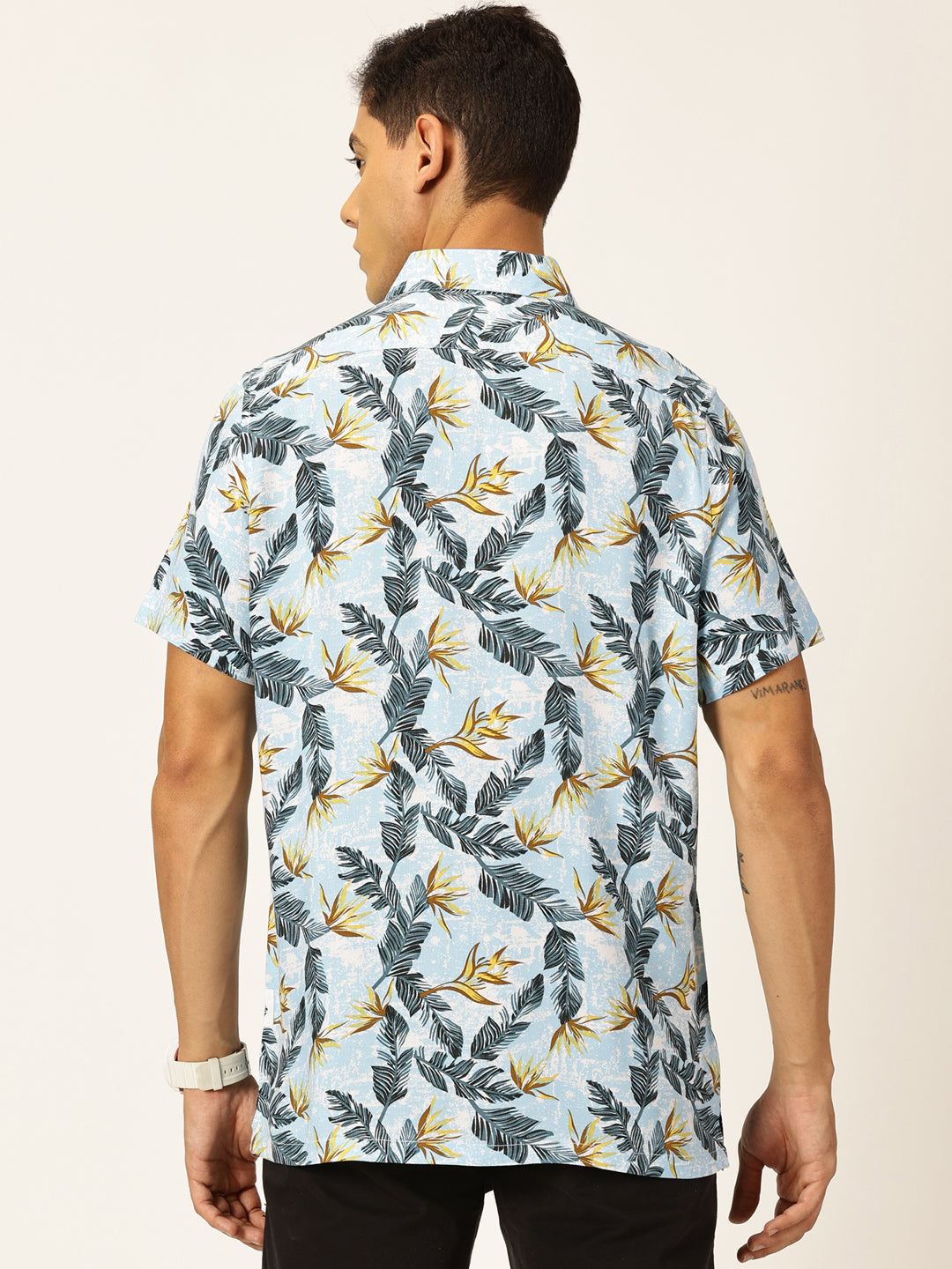 Thomas Scott Men Premium Floral Printed Spread Collar Casual Shirt