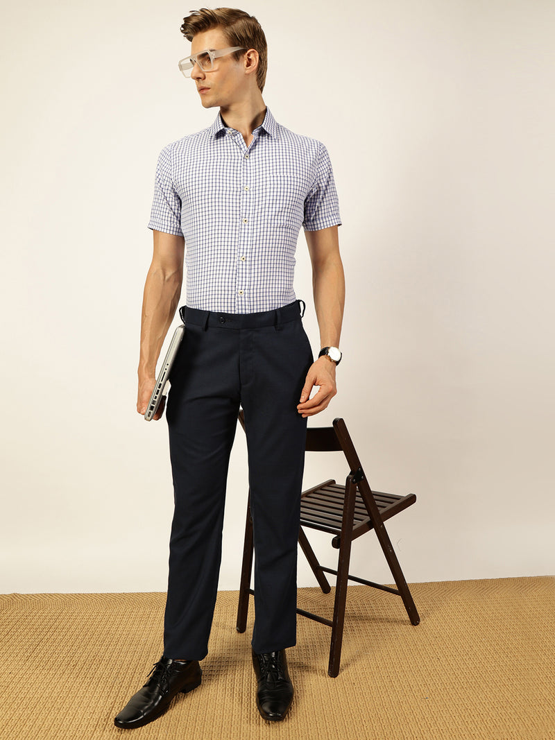 Thomas Scott Men Smart Gingham Checks Opaque Checked Formal Shirt