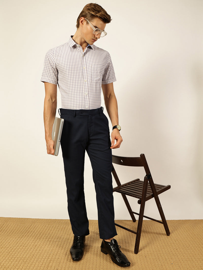 Thomas Scott Men Smart Gingham Checks Opaque Checked Formal Shirt