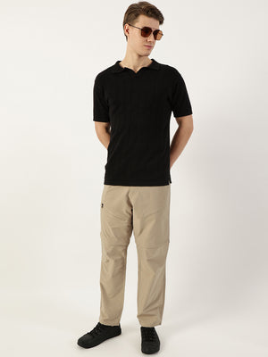 Thomas Scott Men Beige Relaxed Straight Fit Convertible Trousers