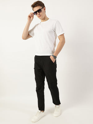 Thomas Scott Men Black Relaxed Straight Fit Convertible Trousers