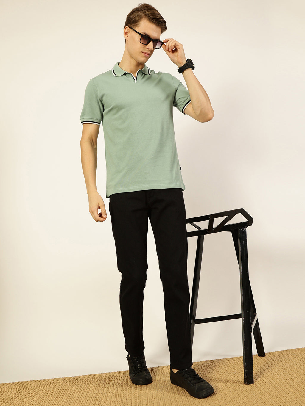 Thomas Scott Men Pista Solid Polo Collar Cotton T-shirt