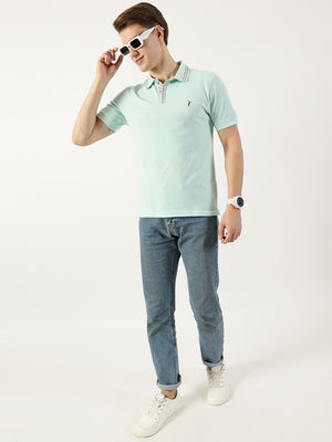 Thomas Scott Men Aqua Polo Collar T-shirt