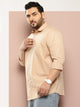 Thomas Scott Men Beige Plus Size Premium Casual Shirt
