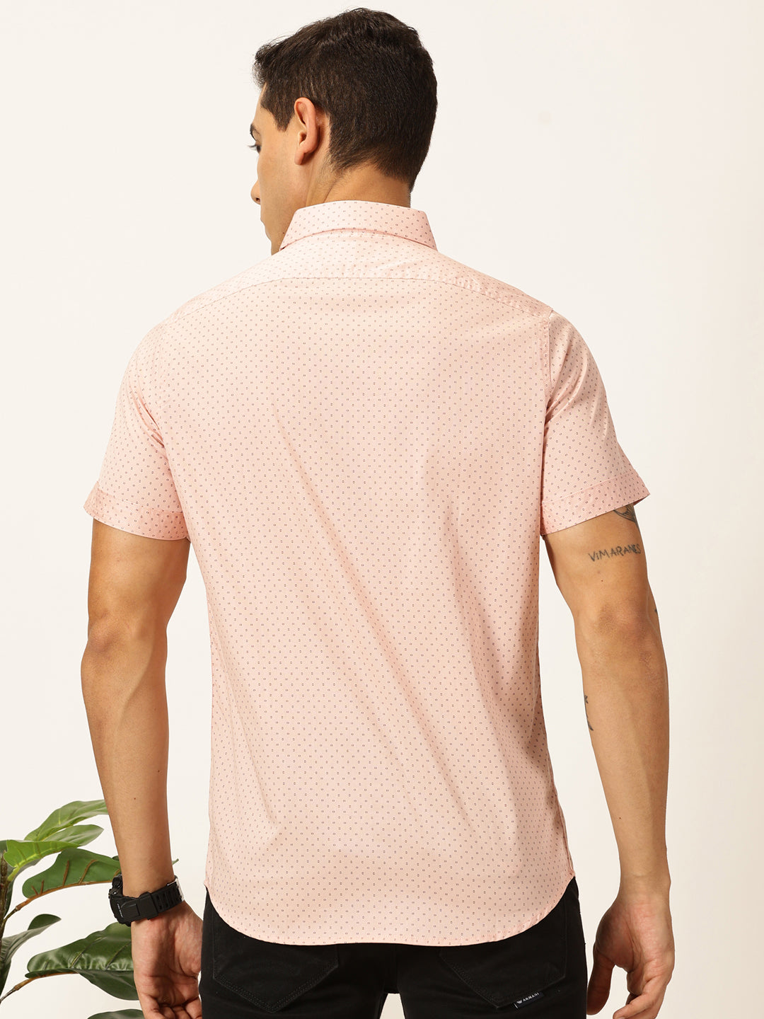 Thomas Scott Men Baby Pink Premium Gingham Checks Opaque Checked Casual Shirt
