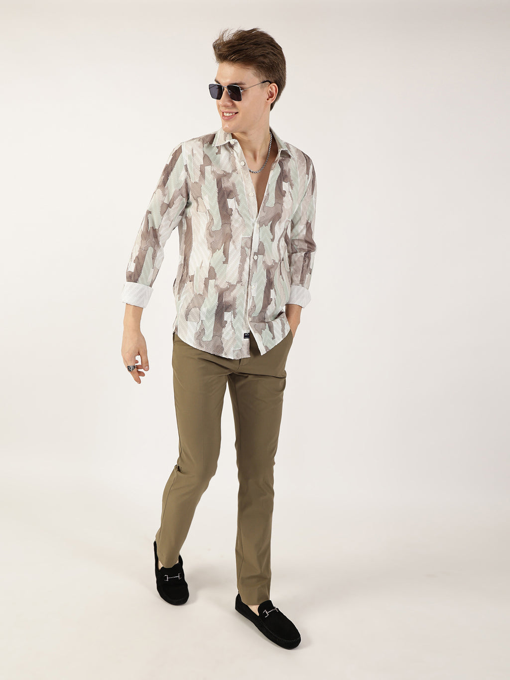 Thomas Scott Men Pista Premium Slim Fit Opaque Printed Casual Shirt