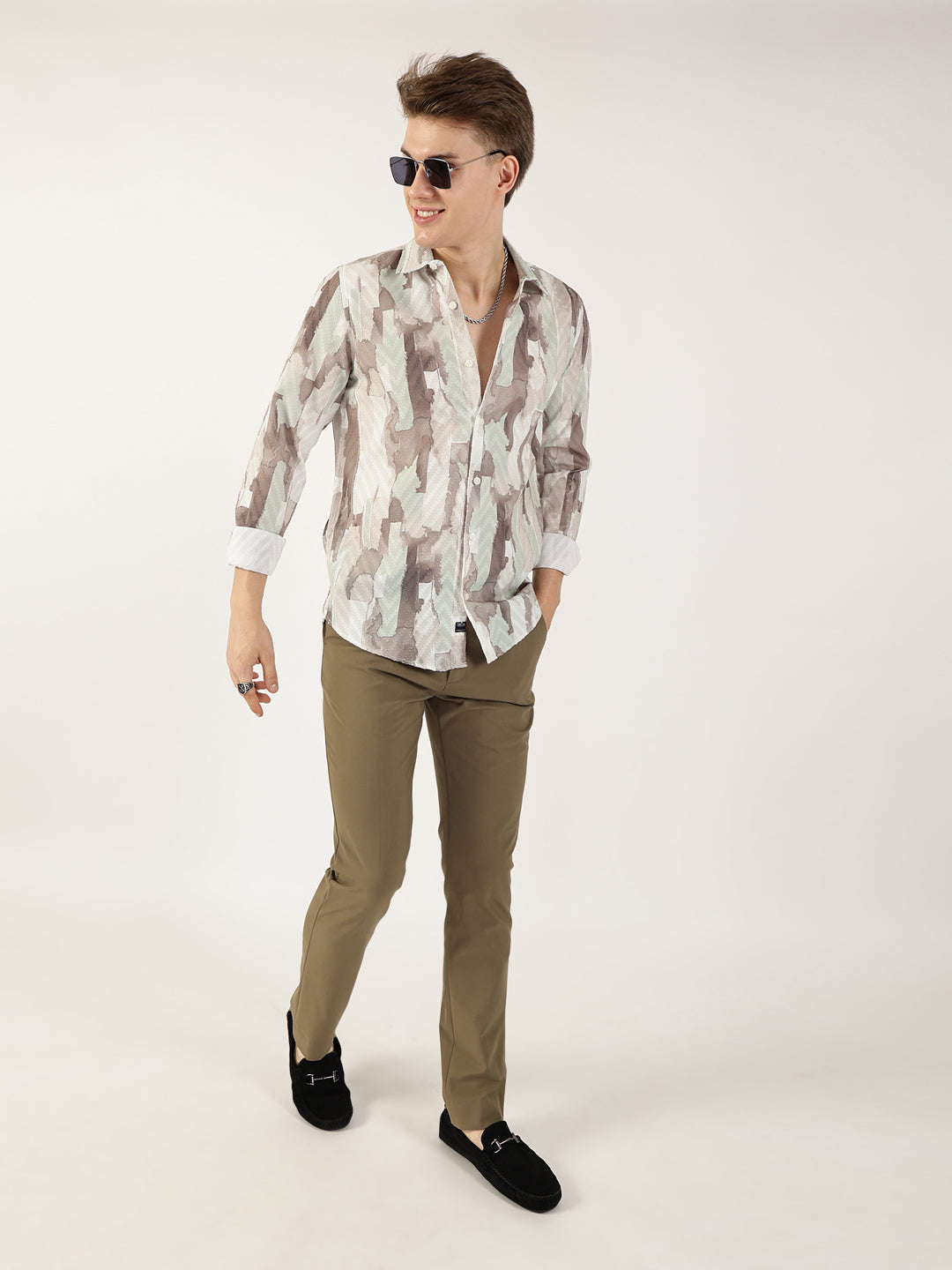 Thomas Scott Men Pista Premium Slim Fit Opaque Printed Casual Shirt
