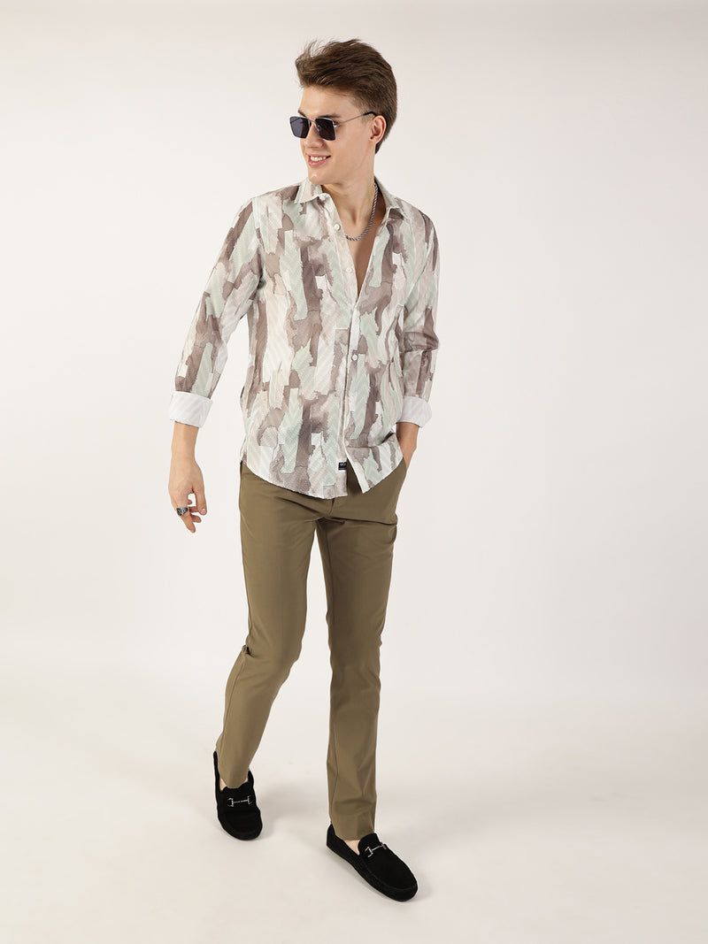 Thomas Scott Men Pista Premium Slim Fit Opaque Printed Casual Shirt