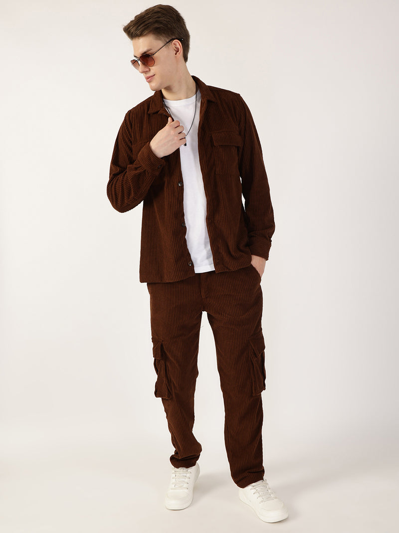 Thomas Scott Men Brown Premium Opaque Casual Shirt