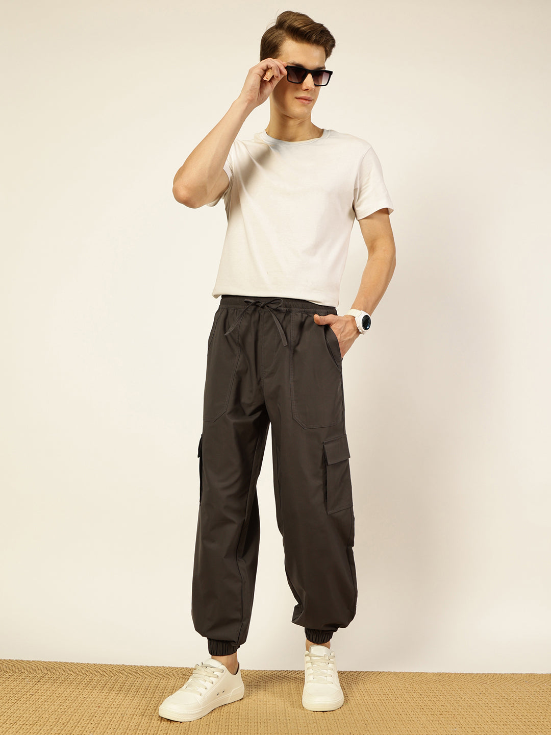 Thomas Scott Men Smart Loose Fit Easy Wash Cargos Trousers