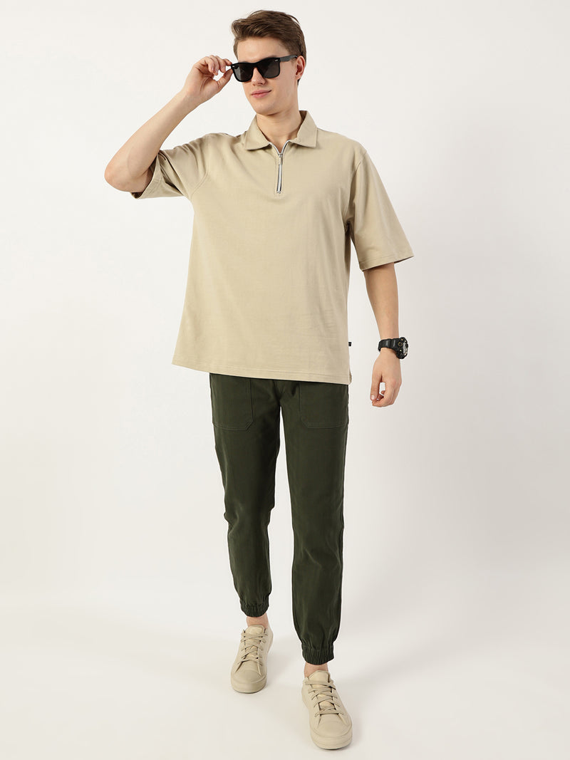 Thomas Scott Men Green Smart Easy Wash Joggers Trousers