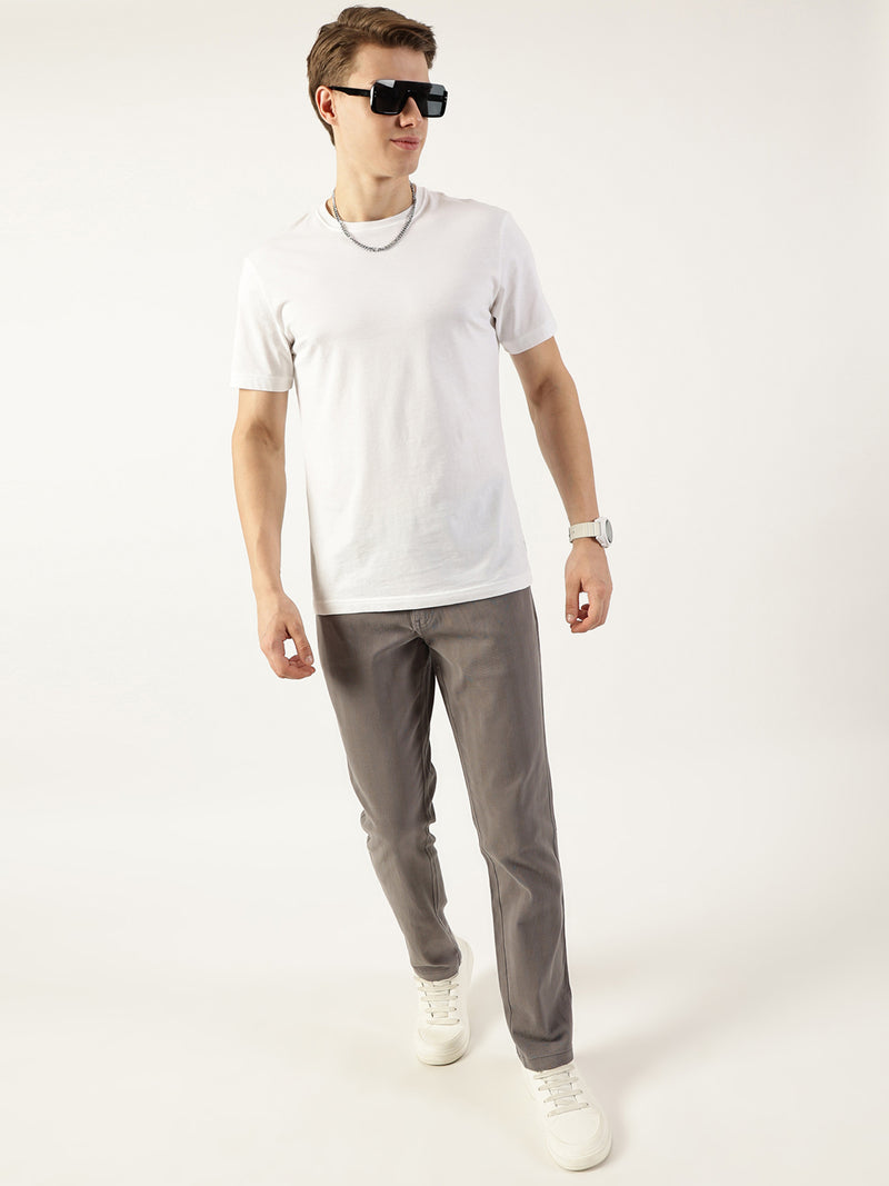 Thomas Scott Men Dark Grey Smart Easy Wash Chinos Trousers