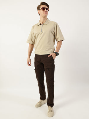 Thomas Scott Men Coffee Smart Fit Mid-Rise Trousers
