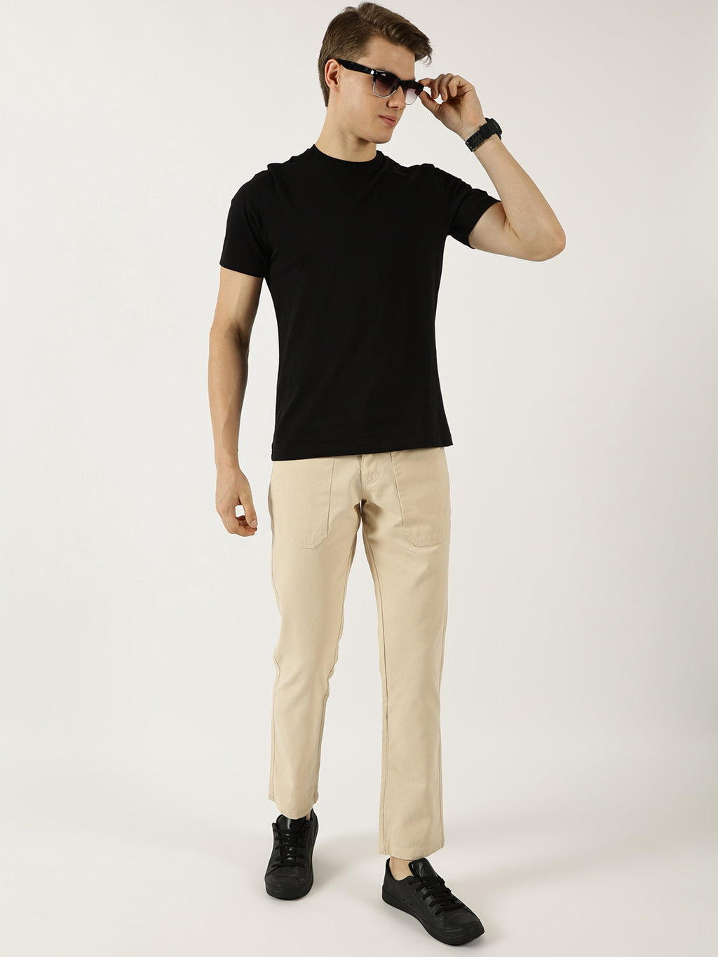 Thomas Scott Men Fawn Smart Straight Fit Easy Wash Trousers