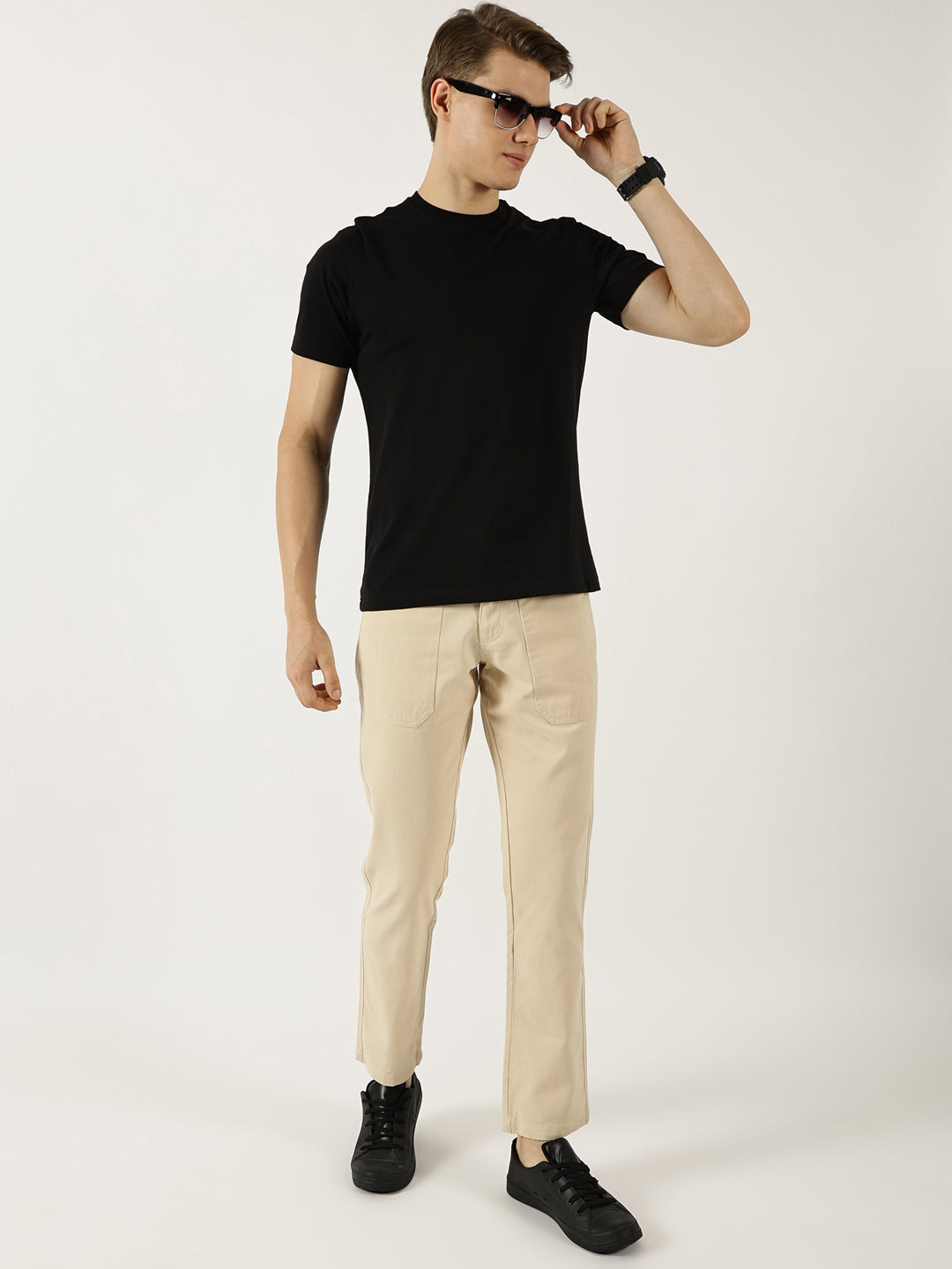 Thomas Scott Men Fawn Smart Straight Fit Easy Wash Trousers