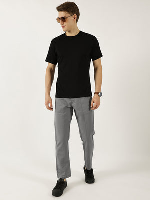 Grey Smart Regular Fit Mid-Rise Easy Wash Woven Cotton Cargo Trouser For Men