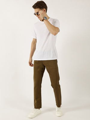 Thomas Scott Men Khaki Smart Easy Wash Cargos Trousers