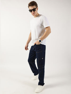 Thomas Scott Men DarkBlue Loose Fit Relaxed Fit Mid-Rise Cotton Jeans