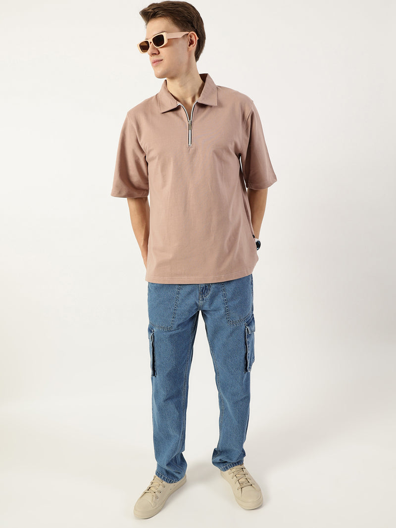 Thomas Scott Men Onion Pink Polo Collar Bio Finish T-shirt