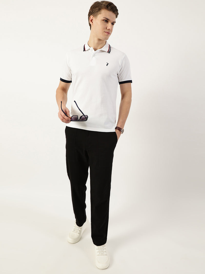 Thomas Scott Men White Polo Collar T-shirt