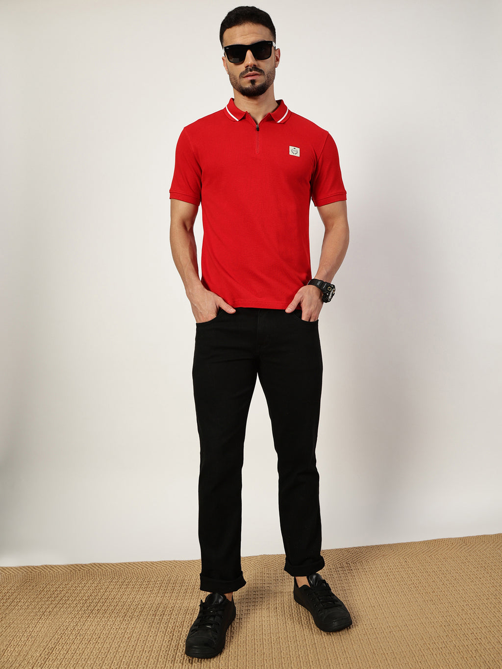 Thomas Scott Men Red Polo Collar T-shirt