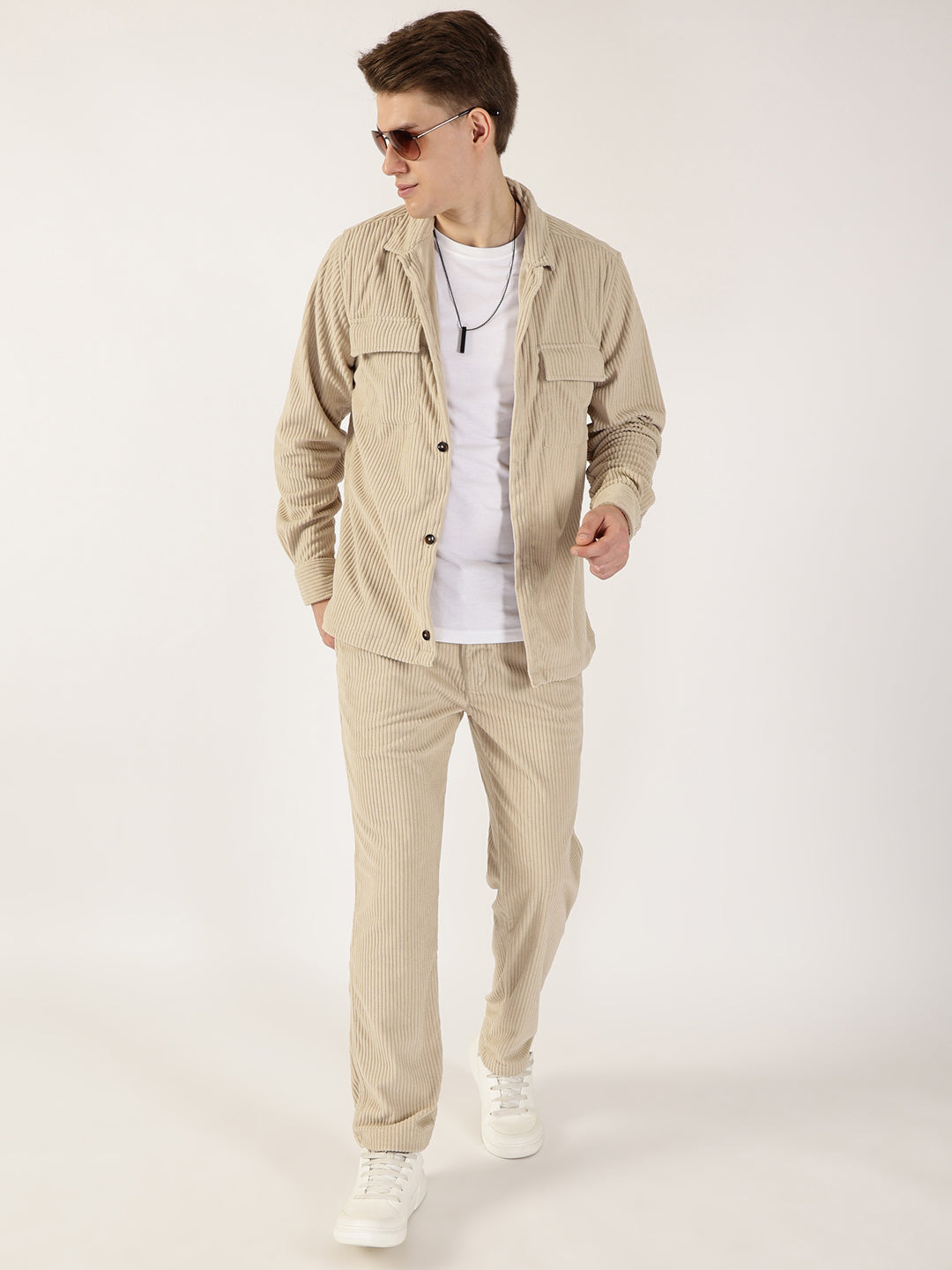 Thomas Scott Men Light Fawn Premium Opaque Casual Shirt