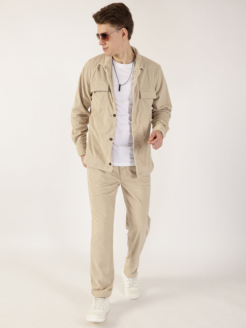 Thomas Scott Men Light Fawn Premium Opaque Casual Shirt