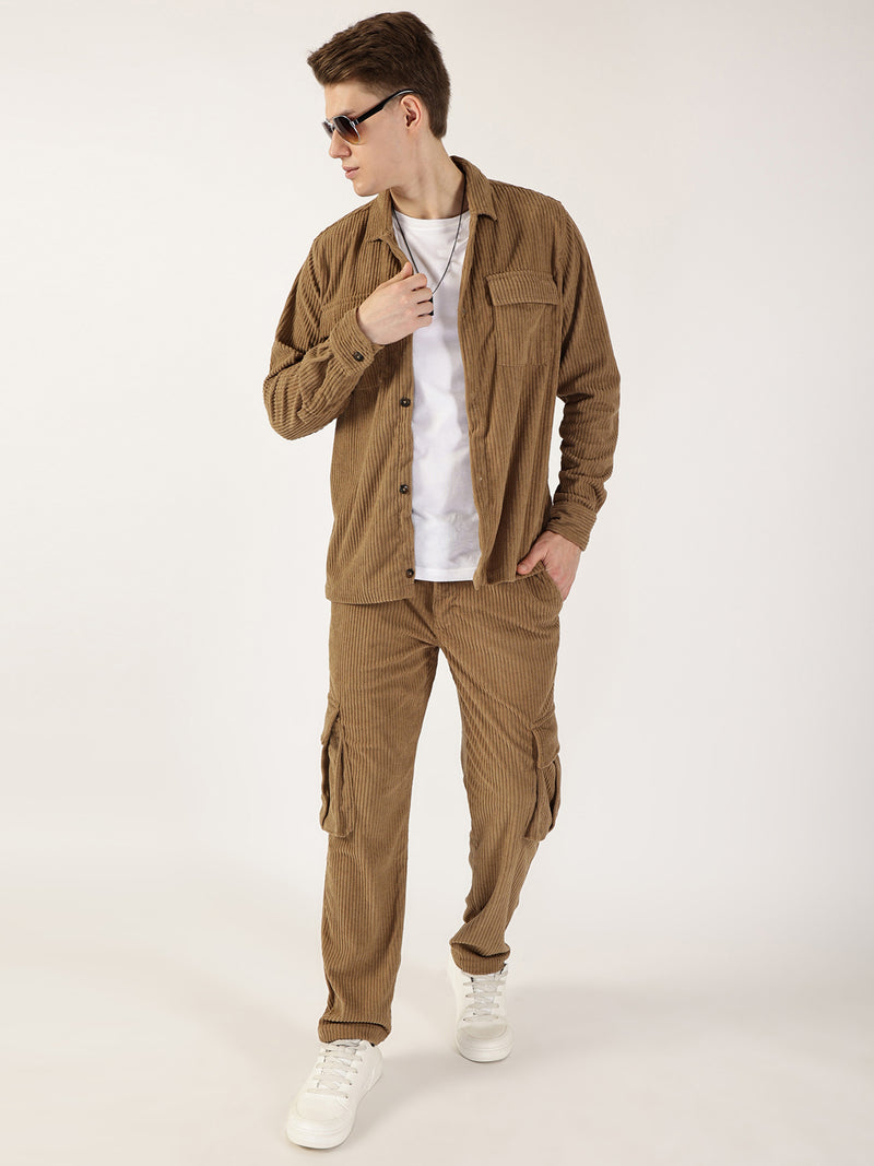 Thomas Scott Men Khakhi Premium Opaque Casual Shirt