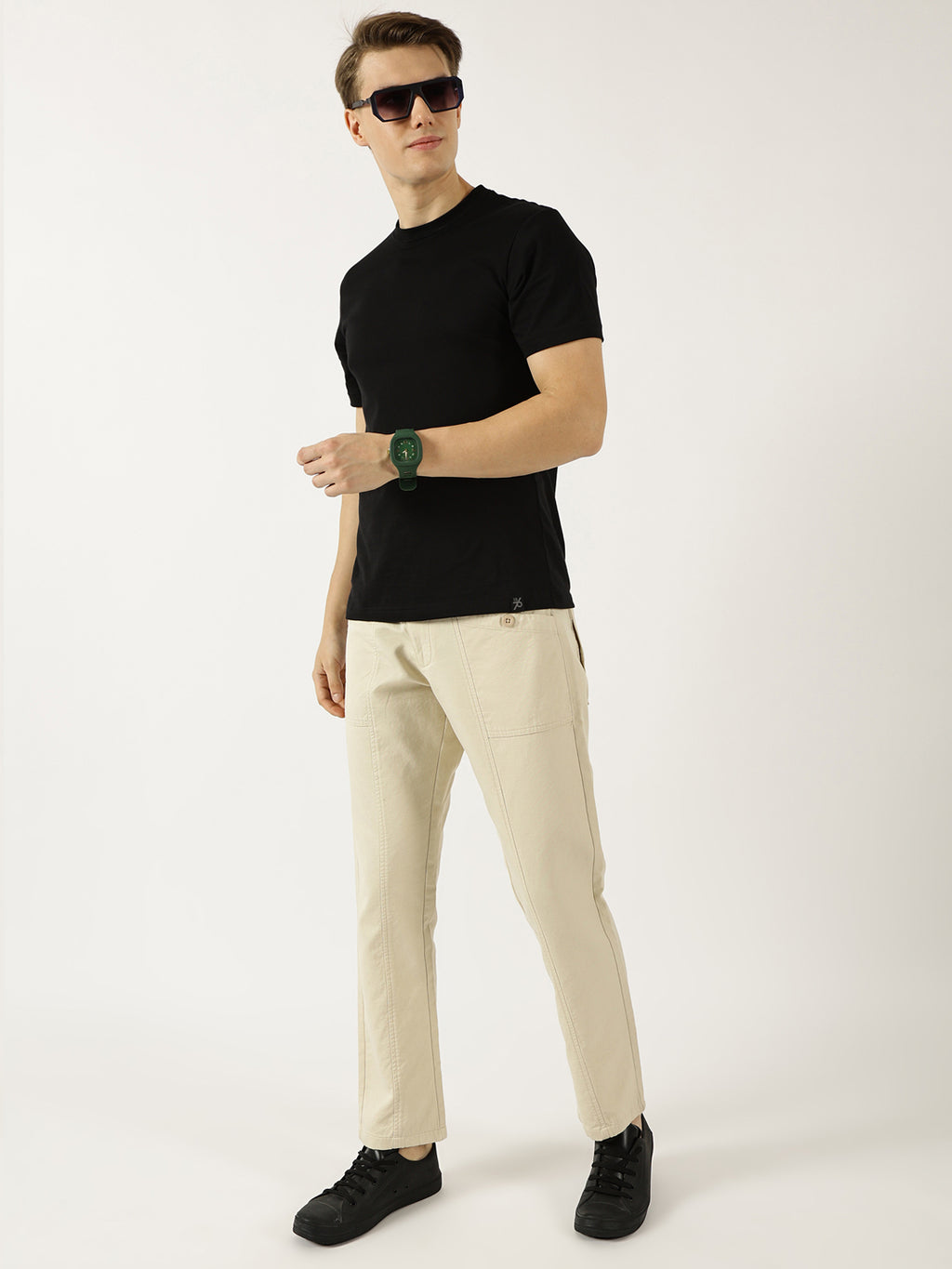 Thomas Scott Men Fawn Smart Easy Wash Cargos Trousers