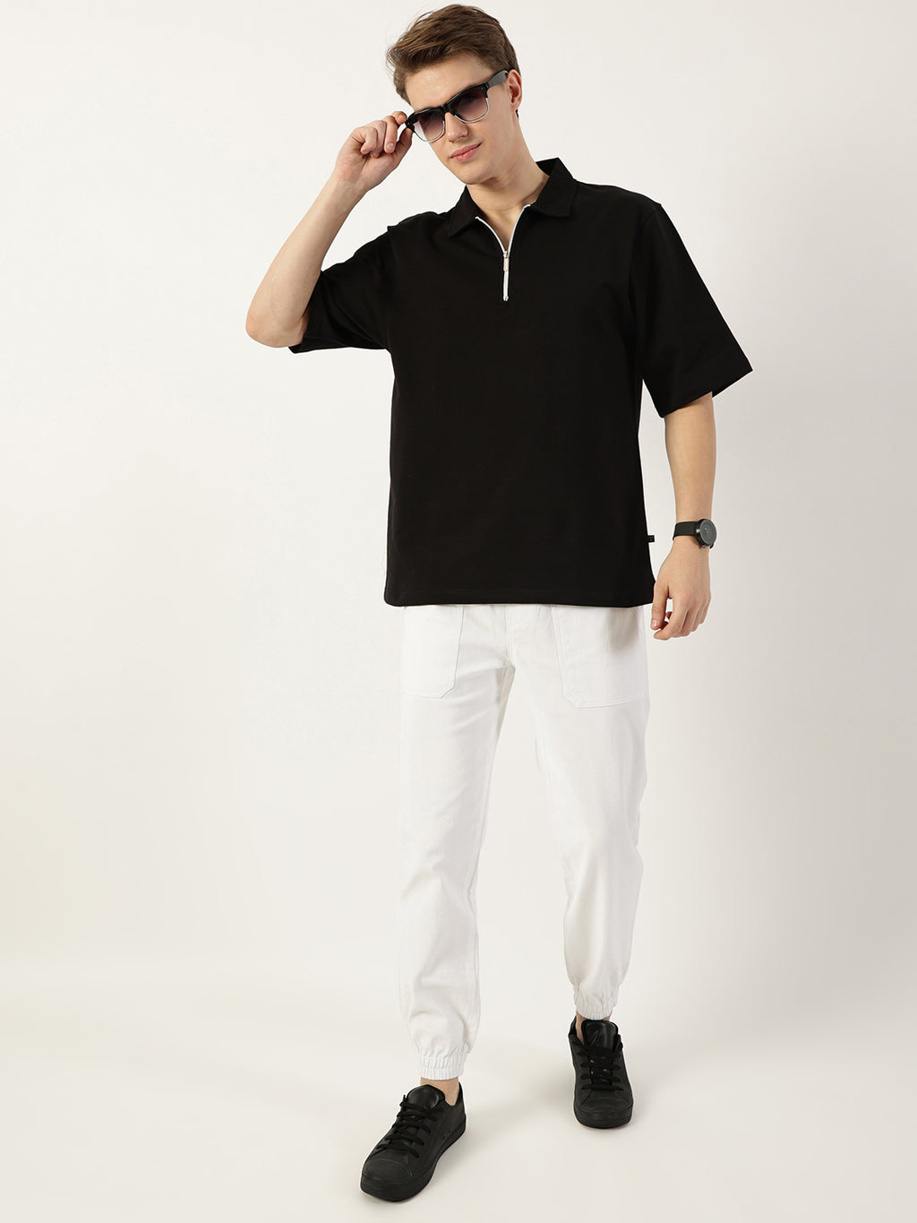 Thomas Scott Men White Smart Easy Wash Joggers Trousers