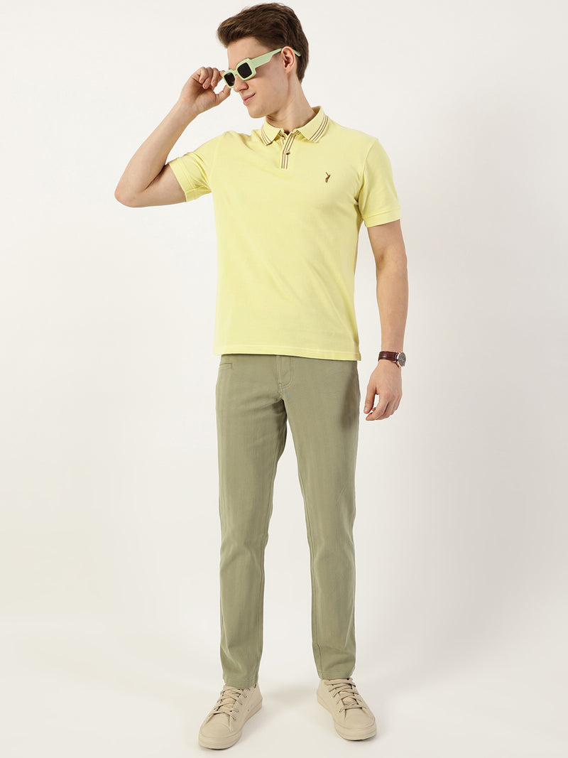 Thomas Scott Men Olive Smart Easy Wash Chinos Trousers