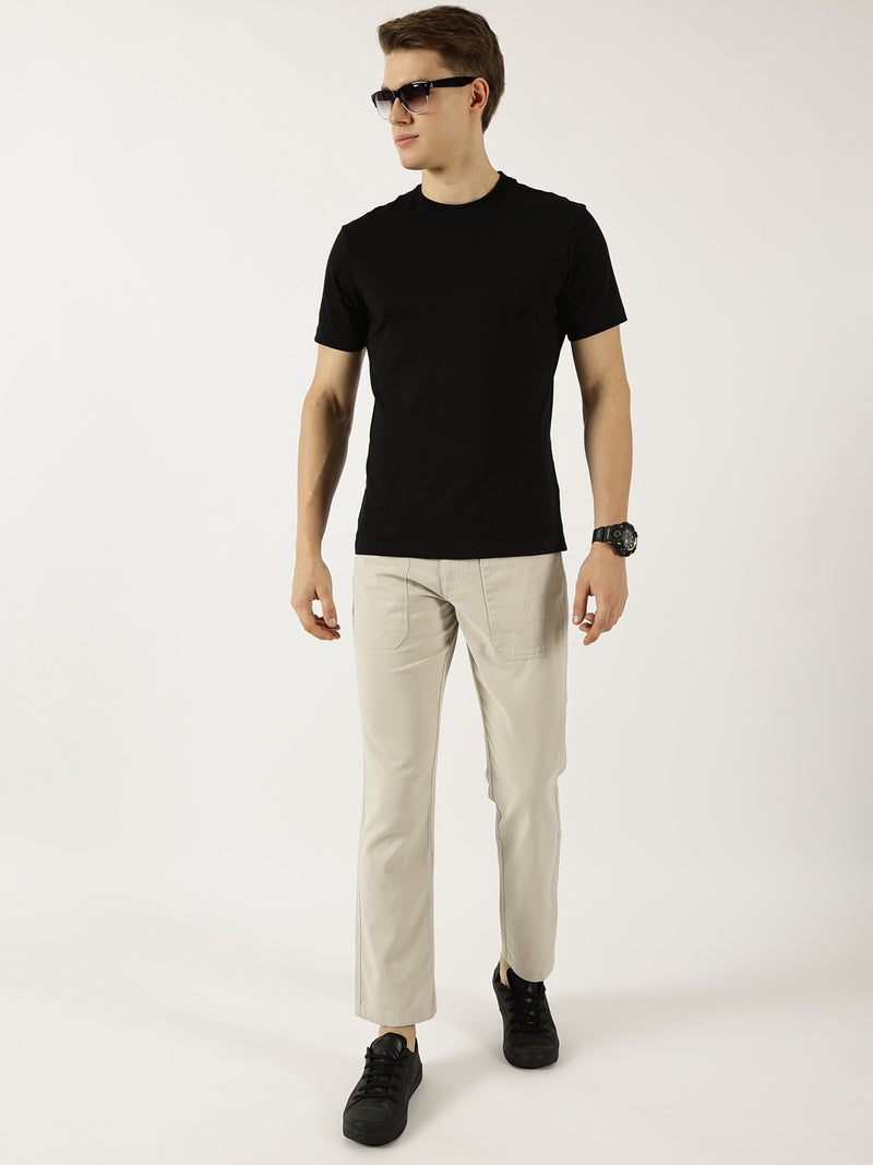 Thomas Scott Men Light Grey Smart Straight Fit Easy Wash Trousers