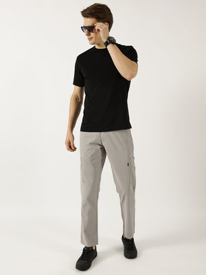 Thomas Scott Men St.Grey Smart Pure Cotton Mid-Rise Straight Fit Easy Wash Trousers
