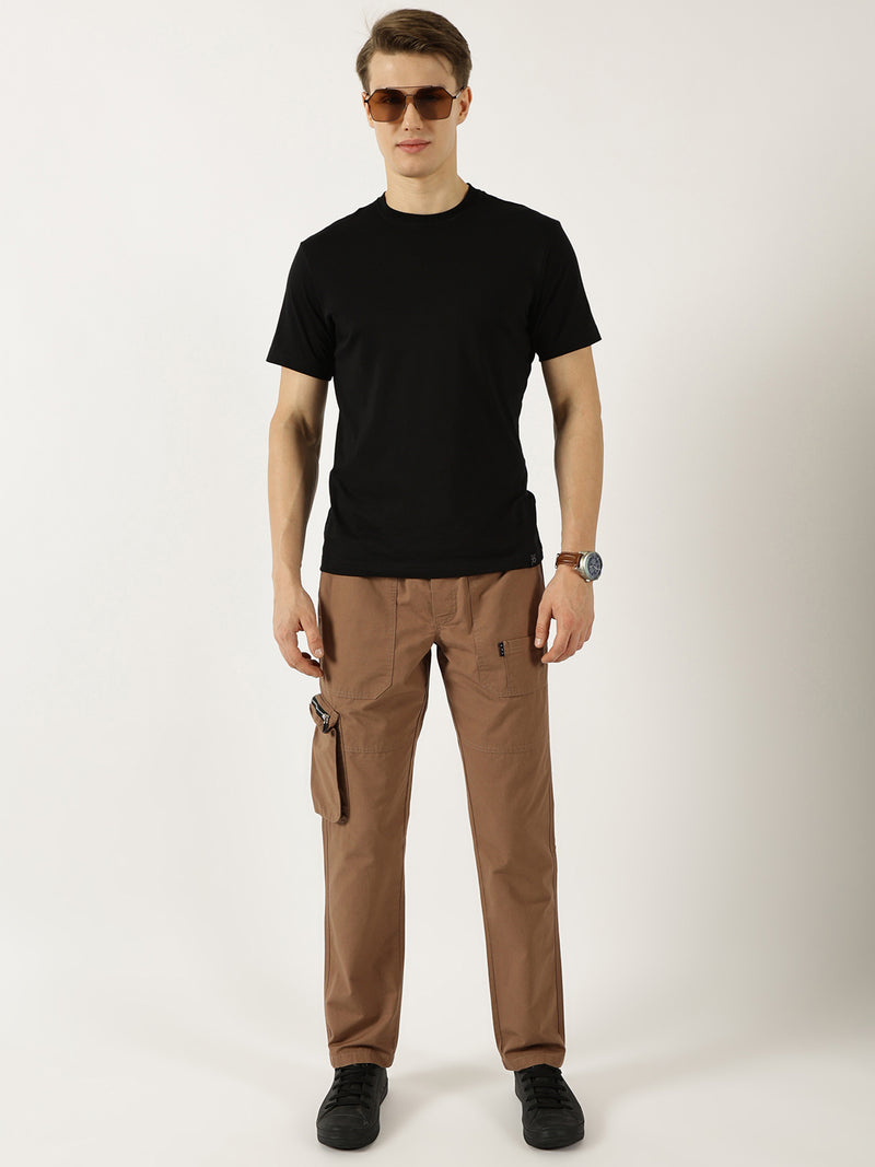 Thomas Scott Men Rust Smart Regular Fit Mid-Rise Easy Wash Cotton Cargos