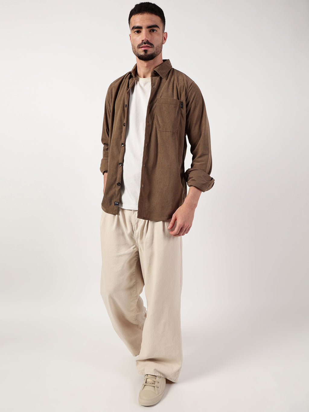 Thomas Scott Men Brown Premium Spread Collar Textured Relaxed Fit Casual Shirt