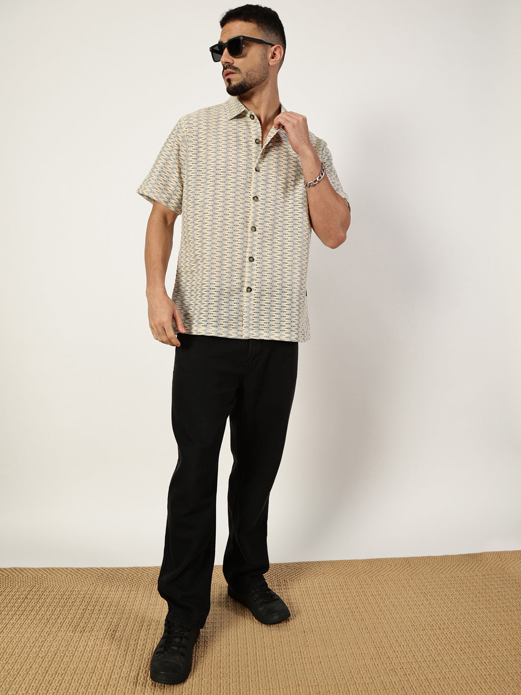 Thomas Scott Men Premium Slim Fit Opaque Striped Casual Shirt