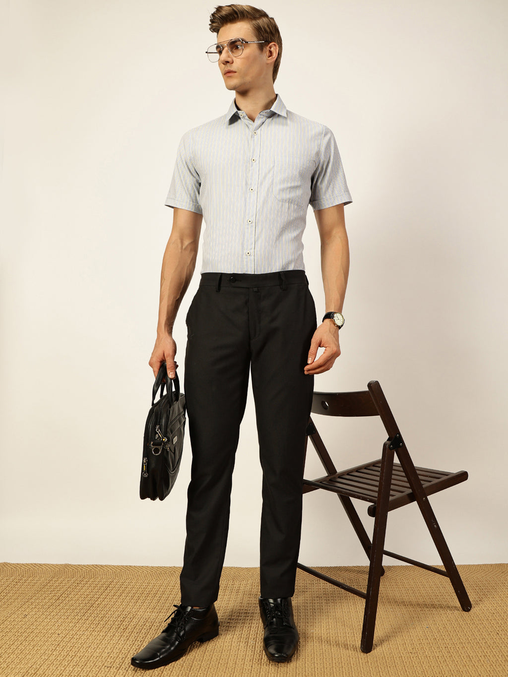 Thomas Scott Men Smart Pinstripes Opaque Striped Formal Shirt