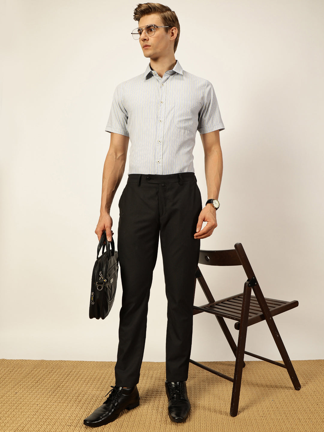 Thomas Scott Men Smart Pinstripes Opaque Striped Formal Shirt