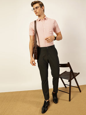 Thomas Scott Men Smart Gingham Checks Opaque Checked Formal Shirt