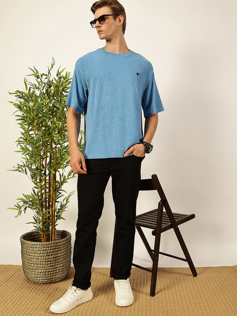 Thomas Scott Men Solid Round Neck Oversized Casual T-shirt