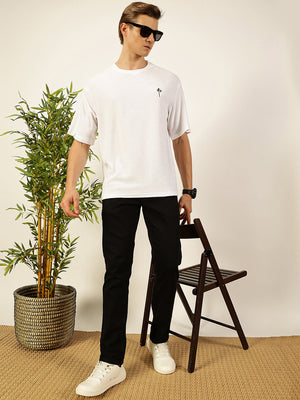 Thomas Scott Men Solid Round Neck Oversized Casual T-shirt