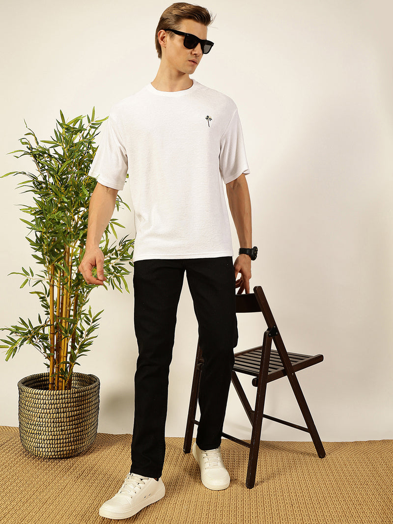 Thomas Scott Men Solid Round Neck Oversized Casual T-shirt