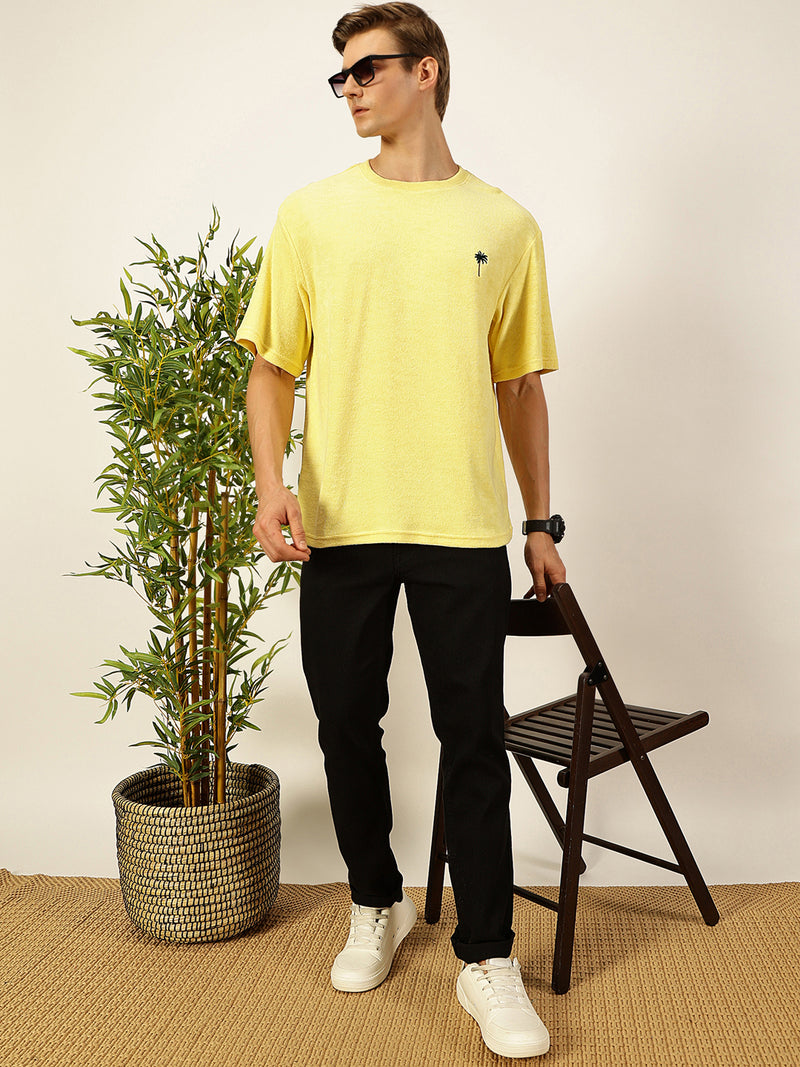 Thomas Scott Men Solid Round Neck Oversized Casual T-shirt