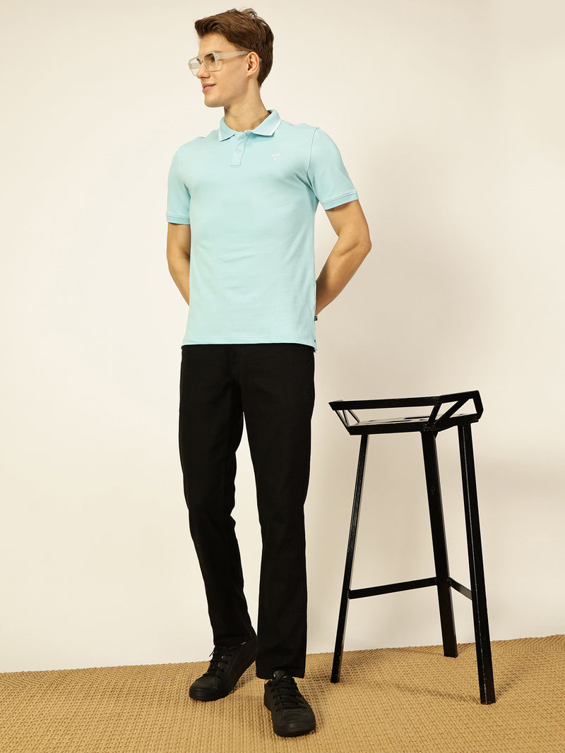 Thomas Scott Men Blue Regular Fit Polo Tshirt - S