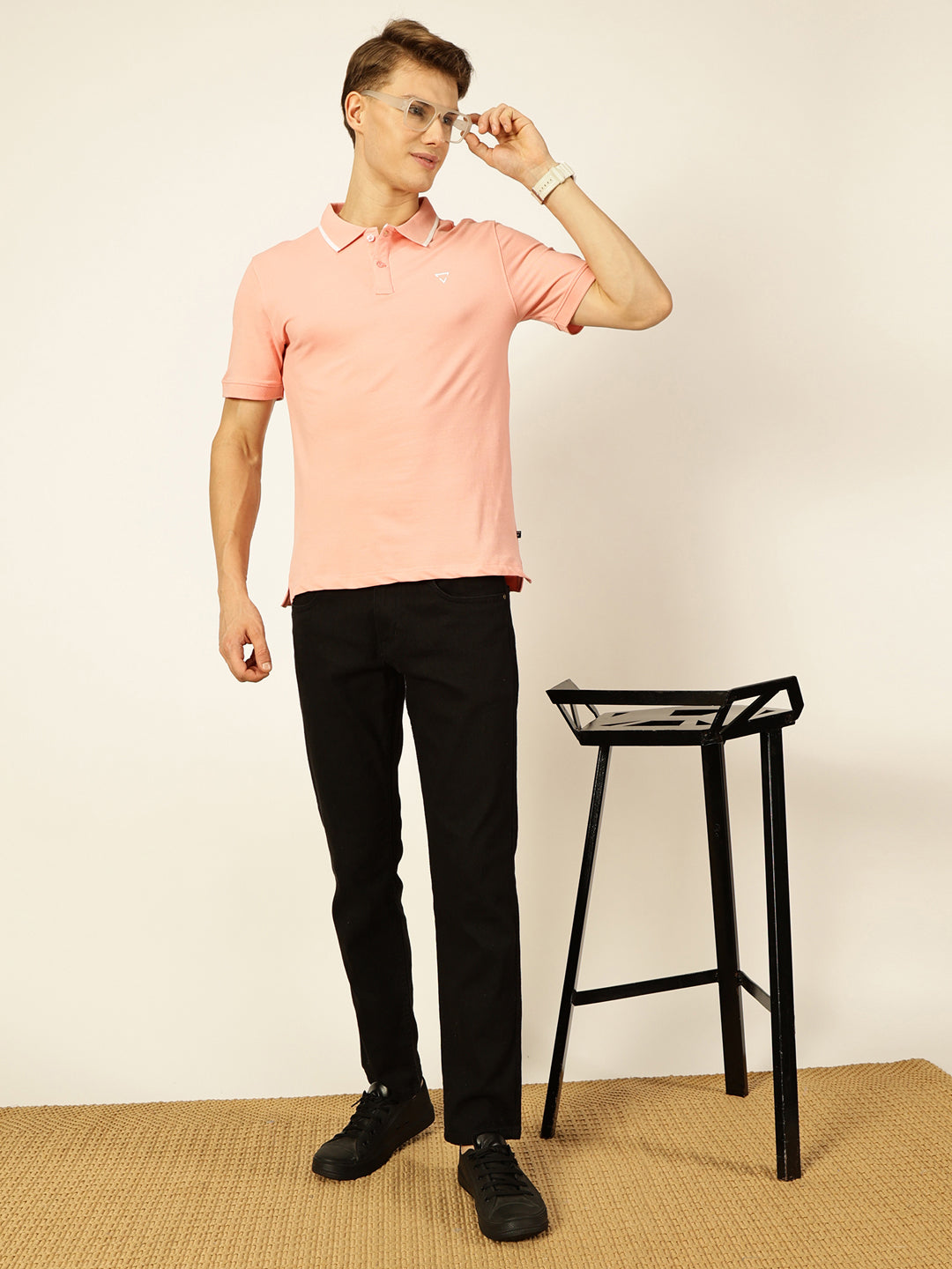 Thomas Scott Men Pink Regular Fit Polo Tshirt - S