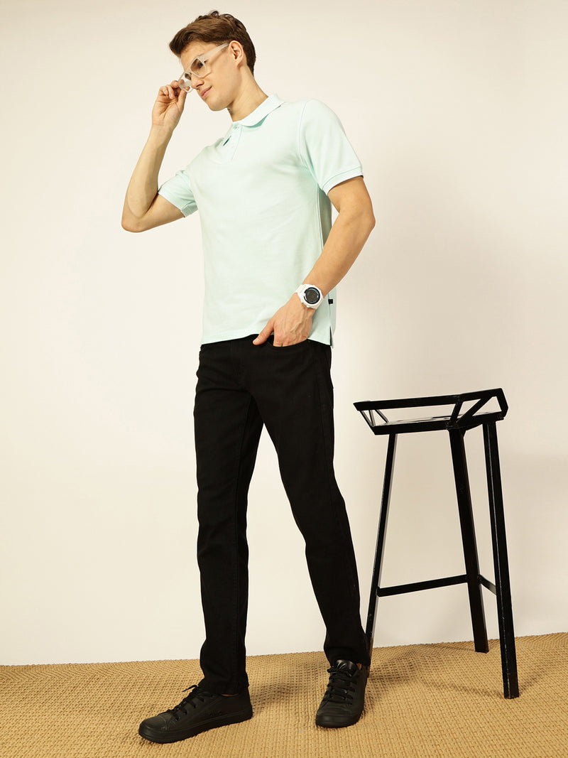 AqThomas Scott Men Blue Regular Fit Polo Tshirt
